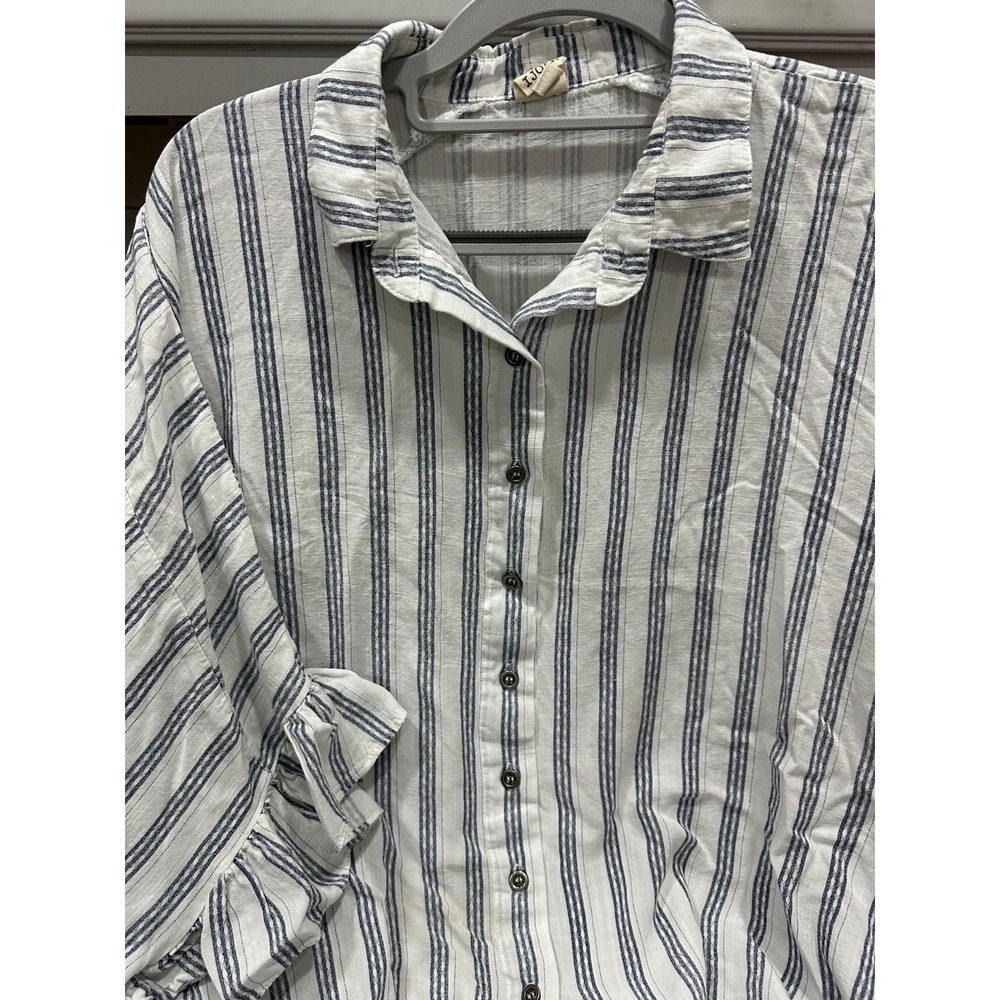 i joah striped blouse with bell sleeves rayon large